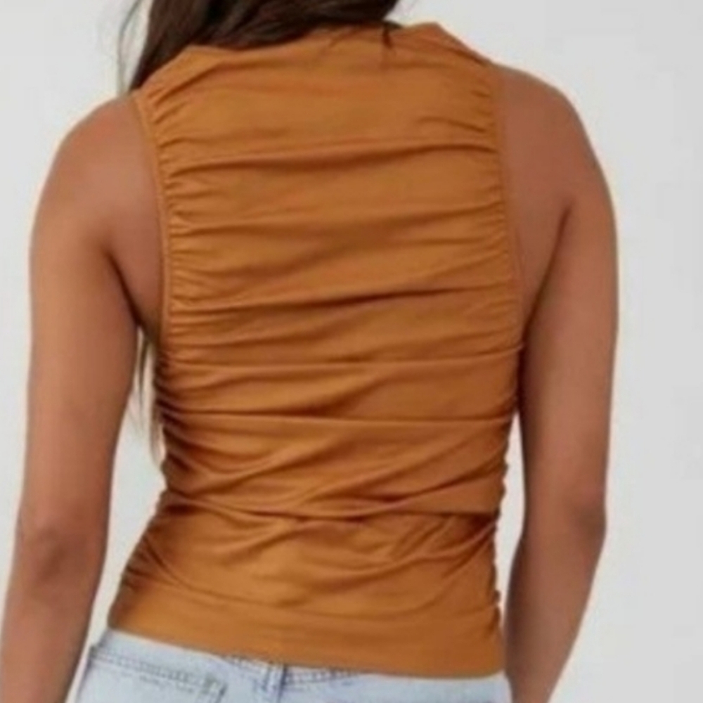NWT Free People Ride Along Ruched Crop Tank in Cowgirl Large - Picture 6 of 7